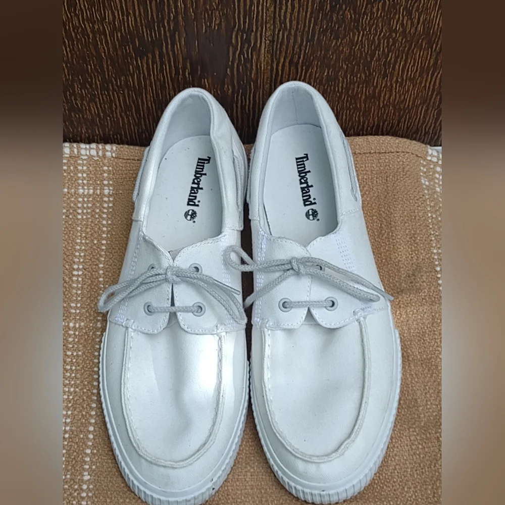 Timberland Mylo Bay White Low Top Lace Up Canvas Boat Shoes Men's 10.5